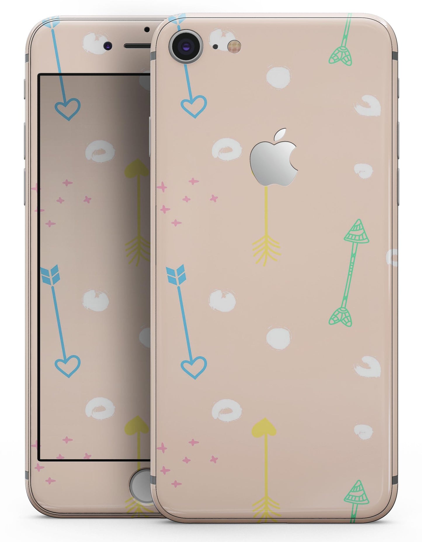 Colorful Cartoon Arrows Over Coral - Skin-kit for the iPhone 8 or 8