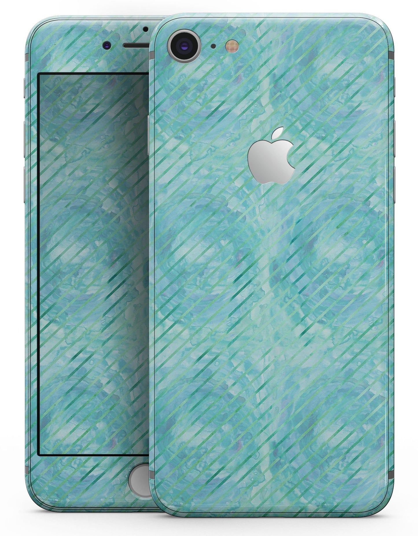 Green Watercolor Swirls and Diagonal Stripes Pattern - Skin-kit for