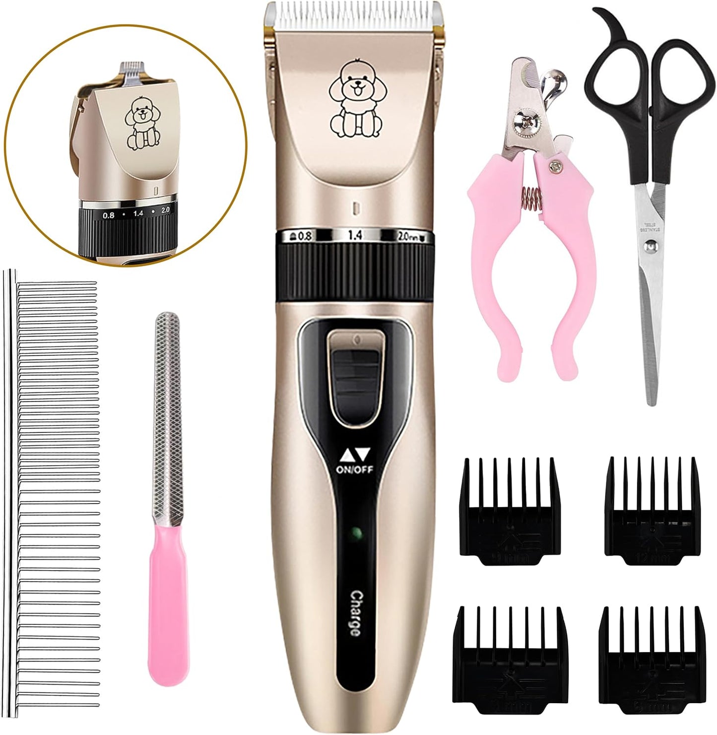 Clippers for PetsDog Clipper Dog Hair Clippers Grooming (Pet/Cat/Dog/Rabbit) Haircut Trimmer Shaver Set Pets Cordless Rechargeable Professional