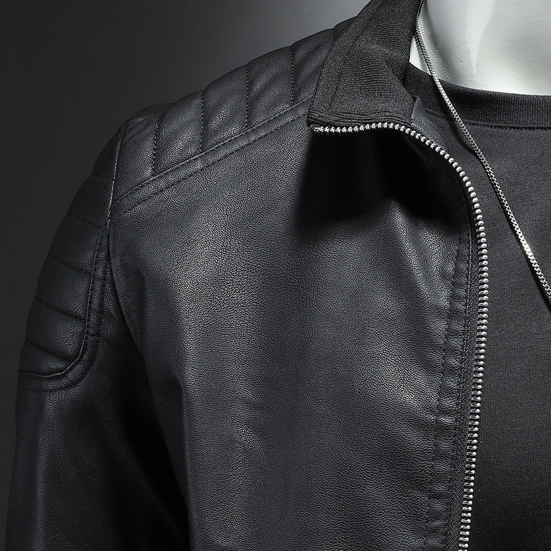 Men's Leather Motorcycle Jacket Thin Coat