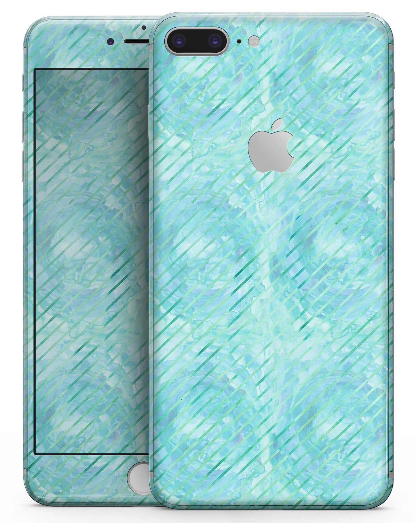 Green Watercolor Swirls and Diagonal Stripes Pattern - Skin-kit for